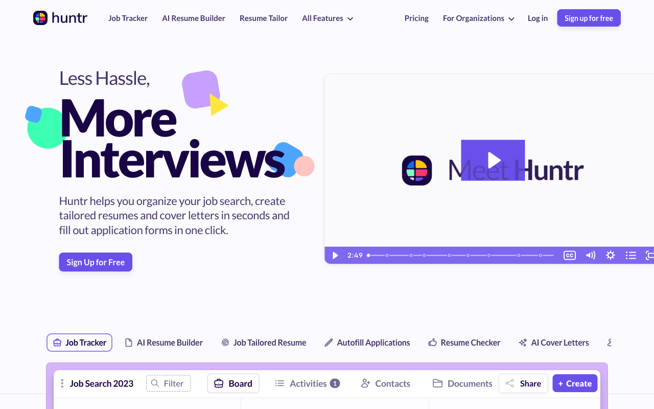 Huntr homepage screenshot