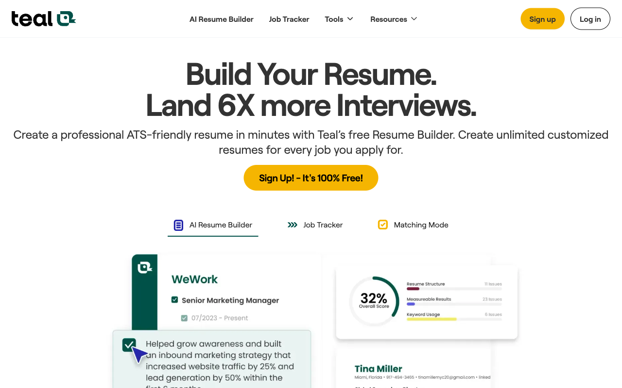 Teal homepage screenshot