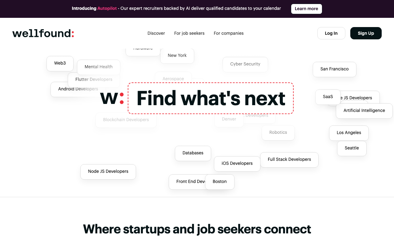 Wellfound homepage screenshot